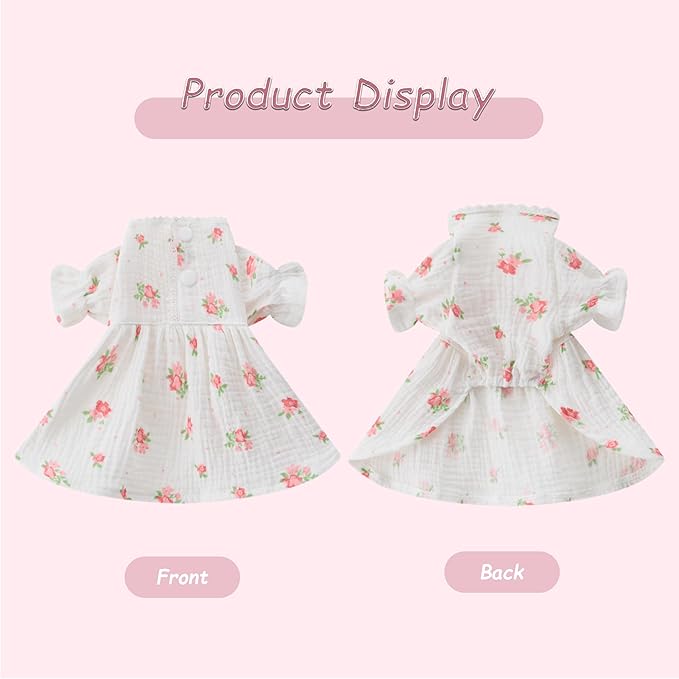 Floral Dog White Dress for Small Dog Girl