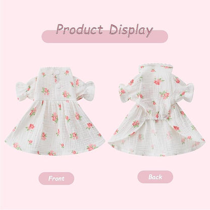 Floral Dog White Dress for Small Dog Girl