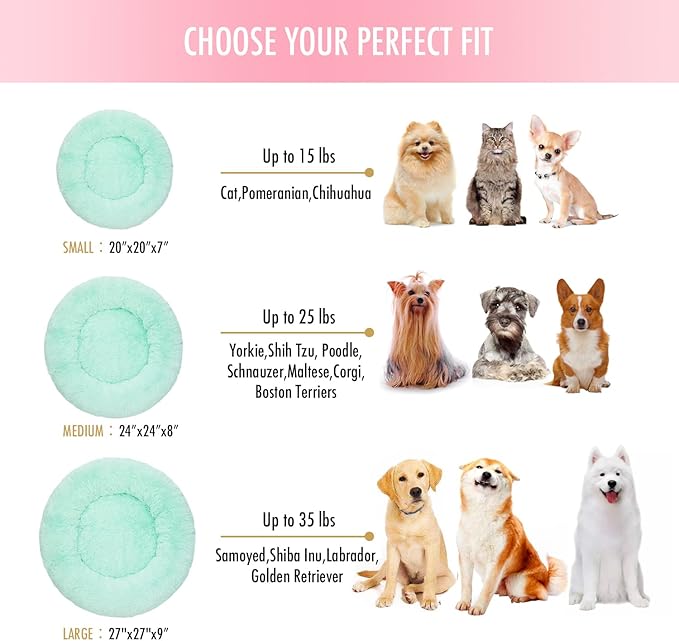 Anti Anxiety Round Fluffy Plush Faux Fur Warm Washable Dog Bed & Cat Bed Sleep（20"/24"/27''） (27",