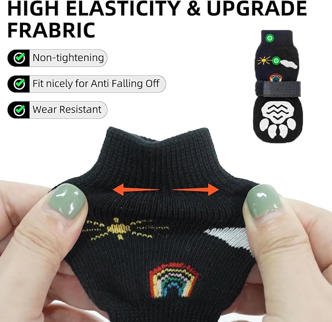PUPTECK 2 Pairs Anti-Slip Dog Grip Socks for Hot/Cold Pavement