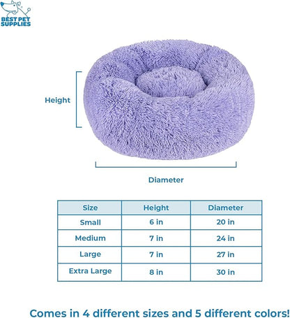 Best Pet Supplies Round Donut Dog Bed with Plush Faux Fur Fabric 24x24x7''