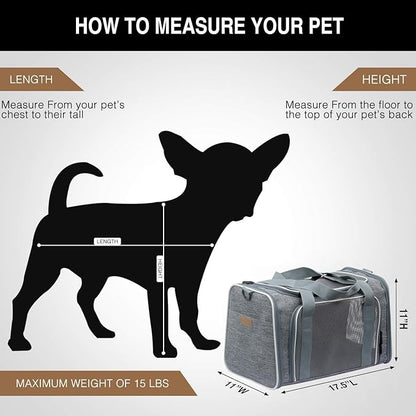 Cat Carrier - Soft-Sided Dog Pet Carrier, Portable Foldable Pet Bag up to 28 Lbs, Airline Approved Travel Puppy Carrier (Large, Light Grey)