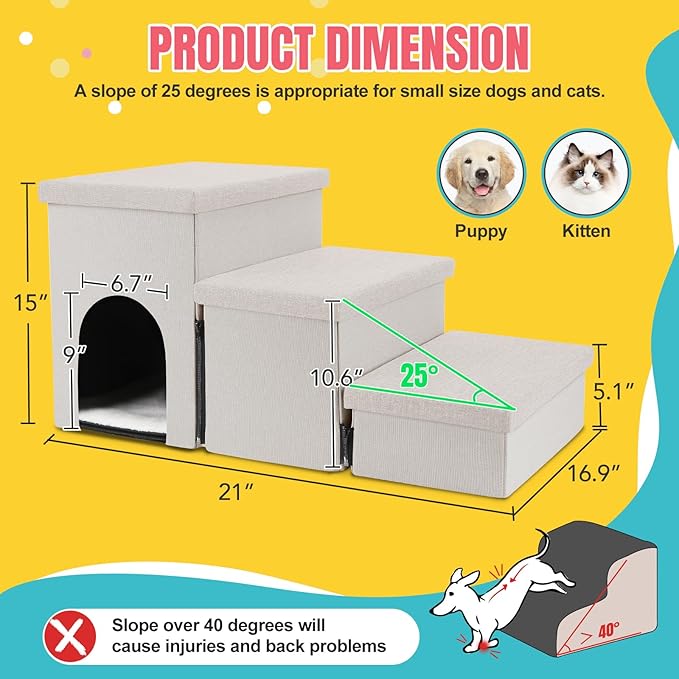 Dog Stairs for High Beds 22 inches(3