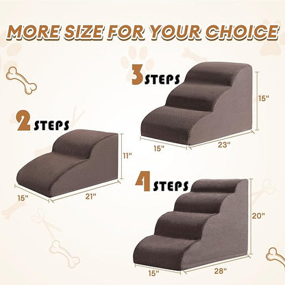 ROMROL Dog Stairs 3-Tiers,Coffee