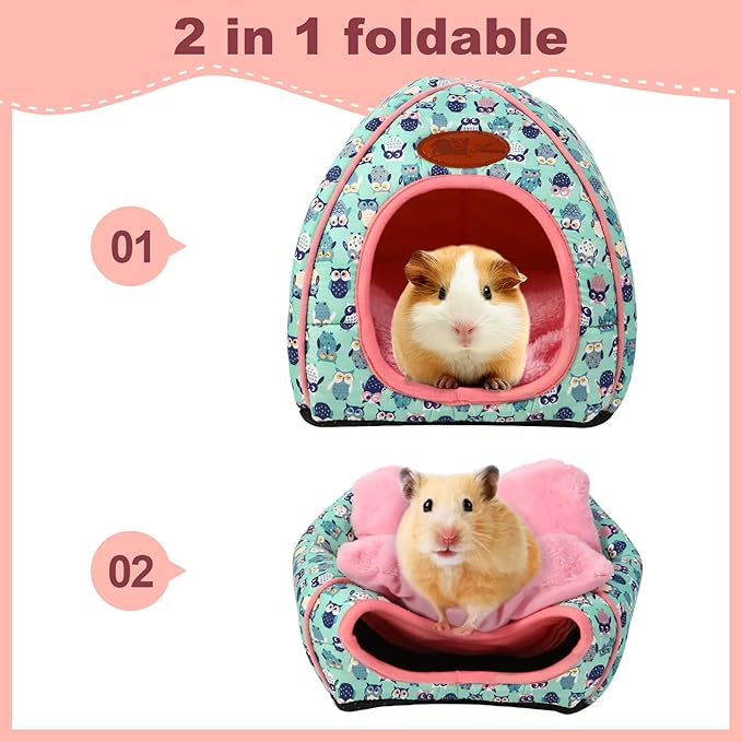 Cozy Guinea Pig Hideout Bed Soft Fleece Material Removable Cushion Washable and Dryer Friendly Perfect Cage Accessories for Rabbits Hamsters Hedgehogs