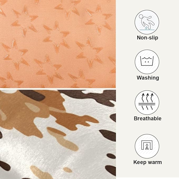 Brown Cow Print Pattern Pet Bed Pad Soft Dog Bed Mat with Anti-Slip Bottom 24 * 18inches