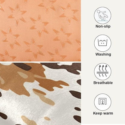 Brown Cow Print Pattern Pet Bed Pad Soft Dog Bed Mat with Anti-Slip Bottom 24 * 18inches