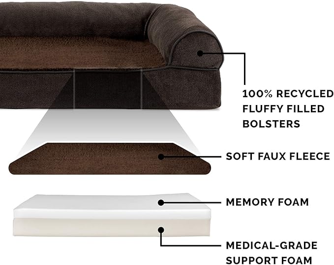 Furhaven Memory Foam Dog Bed for Large Dogs w/ Removable Bolsters & Washable Cover 95 lbs