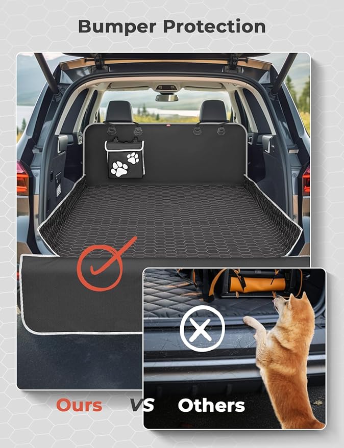 Oasser SUV Cargo Liner for Dogs Large Cargo Liner for SUV Waterproof Trunk Cover for Dogs with Detachable Pocket (Black (55 x 91inch)