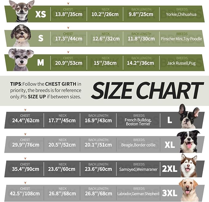 IECOii Dog Coats for Small Dogs Winter Harness Zip Up