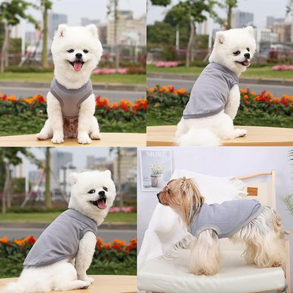 Dog Shirt Vest Clothes for Small Dogs Boy Girl Summer Solid Stretchy Puppy T-Shirts Soft Cool Breathable Lightweight Dog Sweatshirt Pet Cat Outfit
