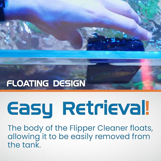 FL!PPER Flipper Edge Max Tang Limited Edition Floating Magnetic Aquarium Cleaner | 2-In-1 Dual Blade Scrubber & Scraper Fish Tank Cleaner Tools for Efficient Cleaning & Acrylic Surface Maintenance