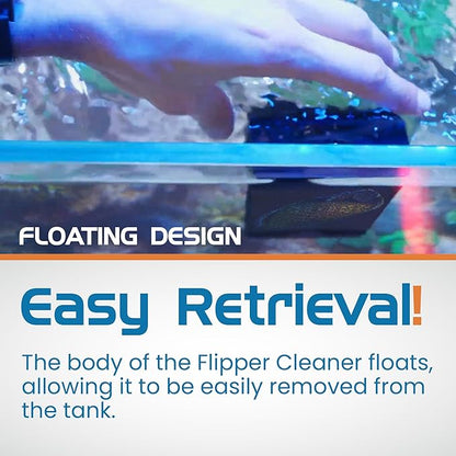 FL!PPER Flipper Edge Max Tang Limited Edition Floating Magnetic Aquarium Cleaner | 2-In-1 Dual Blade Scrubber & Scraper Fish Tank Cleaner Tools for Efficient Cleaning & Acrylic Surface Maintenance