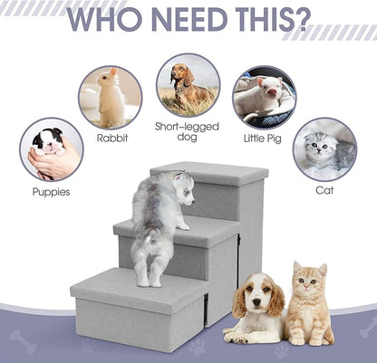 Heeyoo Dog Stairs with Storage 3 Tiers 50 lbs