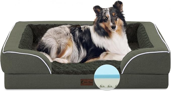 Memory Foam Large Dog Bed with Bolsters