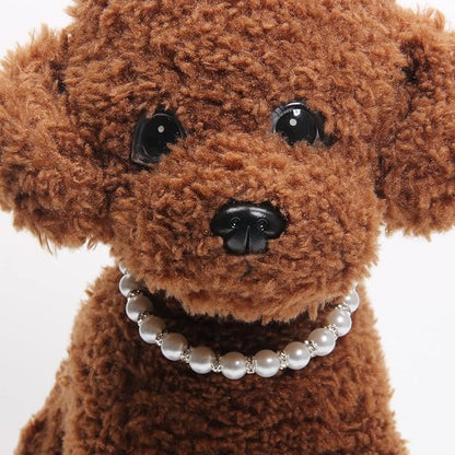 Dog Cat Pearls Necklace Collar with Bling Accessories and Ribbon Bow Pet Puppy Jewelry for Female Dogs Cats Small Medium (M