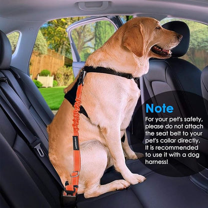 URPOWER Upgraded Dog Seat Belt 3-in-1Car Seatbelts 2 Pack Adjustable Pet Seat Belt for Vehicle Nylon Pet Safety Seat Belts Heavy Duty & Elastic & Durable Car Seat Belt for Dogs and Pets Orange