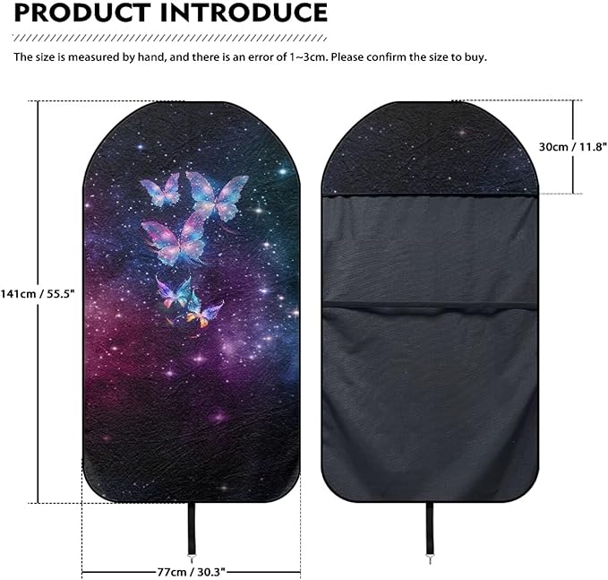 Butterfly Galaxy Sweatproof Towel Car Front Seat Cover Non-Slip Bucket Seat Protector Easy to Install for Athletes
