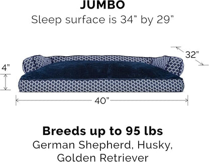 Furhaven Pillow Dog Bed for Large Dogs w/ Removable Bolsters & Washable Cover