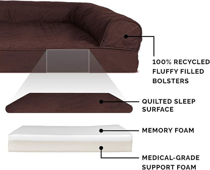 Furhaven Memory Foam Dog Bed for Large Dogs w/ Removable Bolsters & Washable Cover 95 lbs