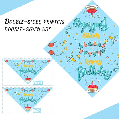 Happy Birthday Dog Bandana Washable Pets Scarf Triangle Adjustable Handkerchief