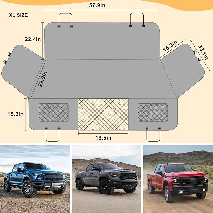 Back Seat Extender for Dogs Truck 300lbs, Waterproof