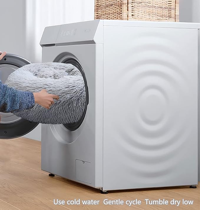 Extra Small Dog Bed Cute Grey Dog Bed Washable 19 inches Donut Fluffy Small Pet Beds 10 lbs