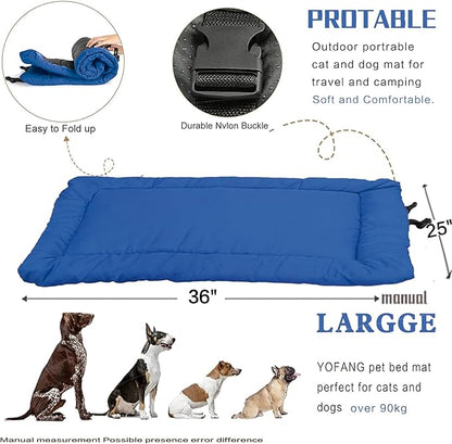Outdoor Travel Dog Bed Waterproof Anti-Slip 1600D Nylon Cage,Blue,36"x25"