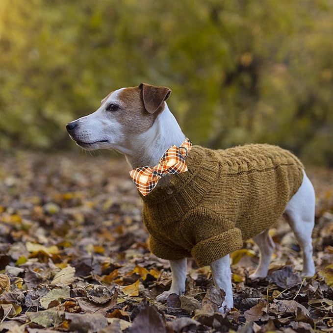 Lionheart glory Dog Collar Fall Dog Collars with Bow Plaid Dog Collar Bow Female Male Pet Collar Dogs Collar Bows Duty Adjustable Dog Bow Collars for Large Dogs