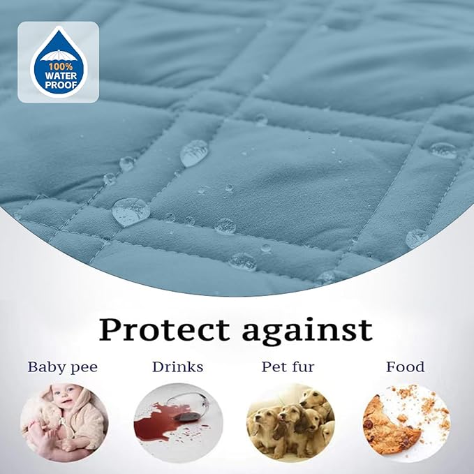 Water Resistant Dog Bed Cover Pet Blanket with Anti-Slip Back for Furniture Bed Couch Sofa (82x82 Inch,Stone Blue)