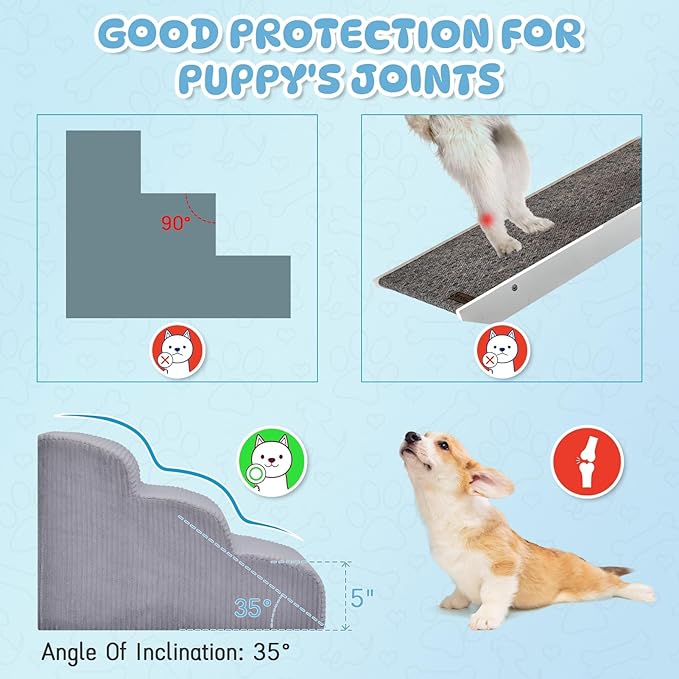Dog Stairs Steps for High Bed: 3 Steps 16")