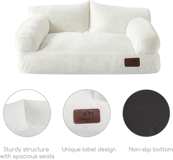 Hollypet Fluffy Plush Pet Sofa Soft Calming Pet Sofa Beds for Medium Small Cats and Dogs