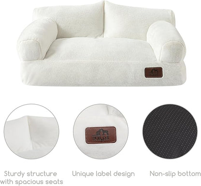 Hollypet Fluffy Plush Pet Sofa Soft Calming Pet Sofa Beds for Medium Small Cats and Dogs