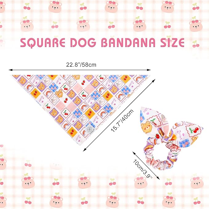 E-Clover Dog Bandanas Girl & Matching Scrunchie-Cute Dog