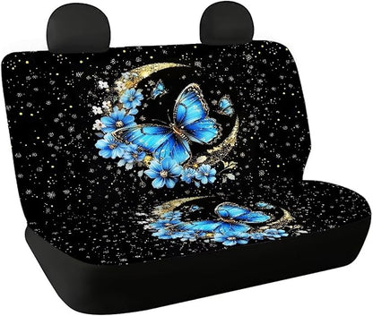 AFPANQZ Blue Butterfly Moon Full Wrap Car Seat