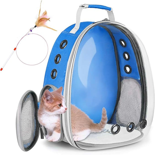 Cat Backpack Carrier, Pet Bubble Backpacks Airline Approved, Clear Space Capsule Pet Travel Carrying Bag Bookbag for Small Medium Cat Dog Puppy Kitten Bunny Bird with Hiking Walking Outdoor Use