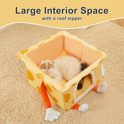 Jiupety Cute Cat Bed Cave (17"x17"x19.5") Up 15lbs Cat 8lbs Dog,
