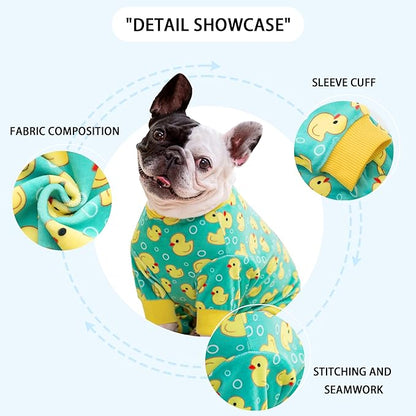 Paiaite Dog Pajamas Onesie: Comfortable Four-Legged Apparel for Small, Medium, & Large Dogs, Polyester Material for Comfort, Wrinkle Resistance, Moisture Wicking, and Stretchiness Yellow Duck L