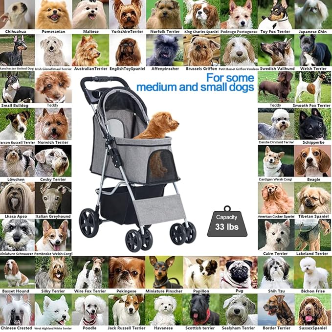 Pet Stroller 4 Wheel,