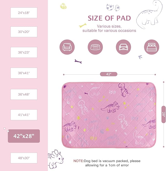 IEUUMLER Washable Pee Pads for Dogs 2 Pack EU007 (Pink 42"X28"-2pcs)