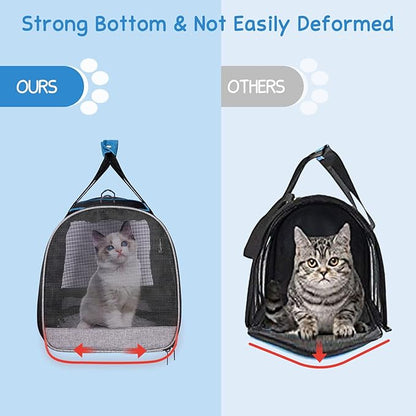 BurgeonNest Cat Carriers for Small Cats Under 15, Small Pet Carrier with Unique Side Bag,Top Load Small Animal Carrier Soft-Sided Escape Proof with 4 Ventilated Windows