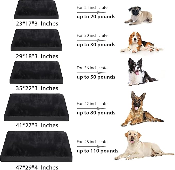 Dog Crate Bed Waterproof Deluxe Plush Dog Beds with Removable Washable Cover Anti-Slip Bottom Pet Sleeping Mattress for Large 23 x 17 inch,