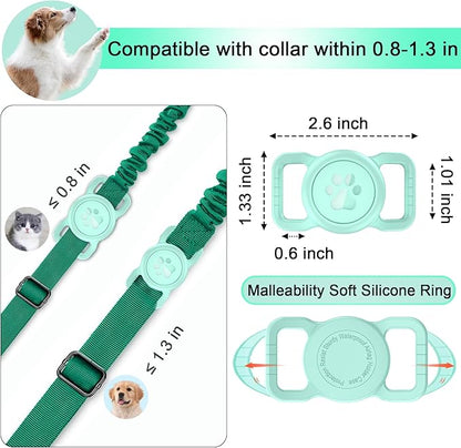 SANKALA Airtag Dog Collar Holder, [1 Pack] Waterproof Dog Airtag Holder, Silicone Full Body Covered Anti-Lost Protective Apple Air Tag Holder for Pet Collar - Fits All Width Collars, Mint Green