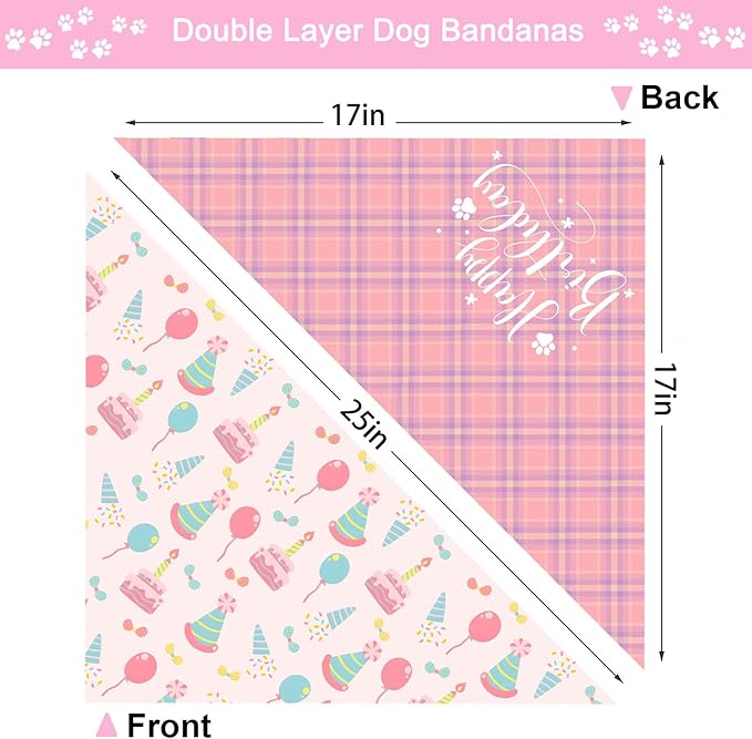 Birthday Dog Bandanas Reversible Large 2 Pack