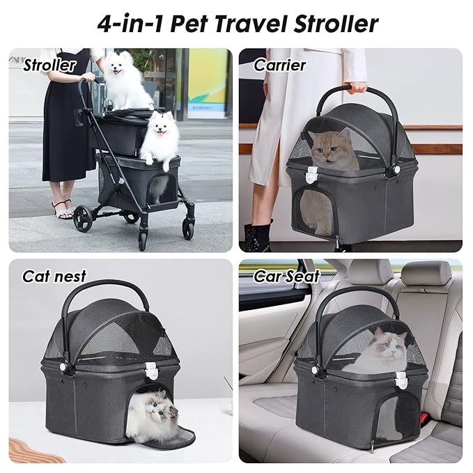 T1 Double Pet Stroller for 2 Small Dogs