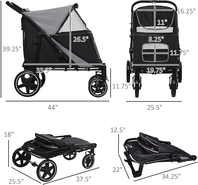 NicBex Dog Stroller One-Click Foldable Doggy Stroller Pet Stroller with Storage Smooth Ride with Shock Absorption