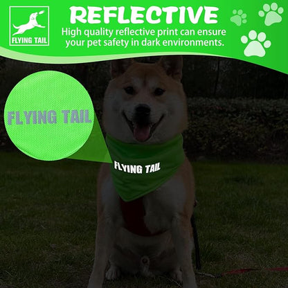 Dog Summer Cool Down Bandana, 3 Layers Special Cooling Materials, Using Water Cool Down, Reversible and Wet Reveal Ice Bandana, Cooling Reflective Dog Bandana (Green.L)