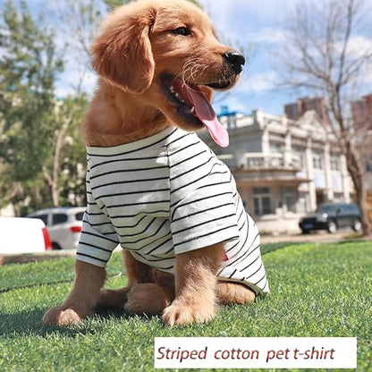 ANIAC Cotton Dog Shirt Striped Pet T-Shirt with Sleeves Summer Dog Outfit Cat Shirt for Cat Only Puppy Clothes for Small Dog Girl Boy