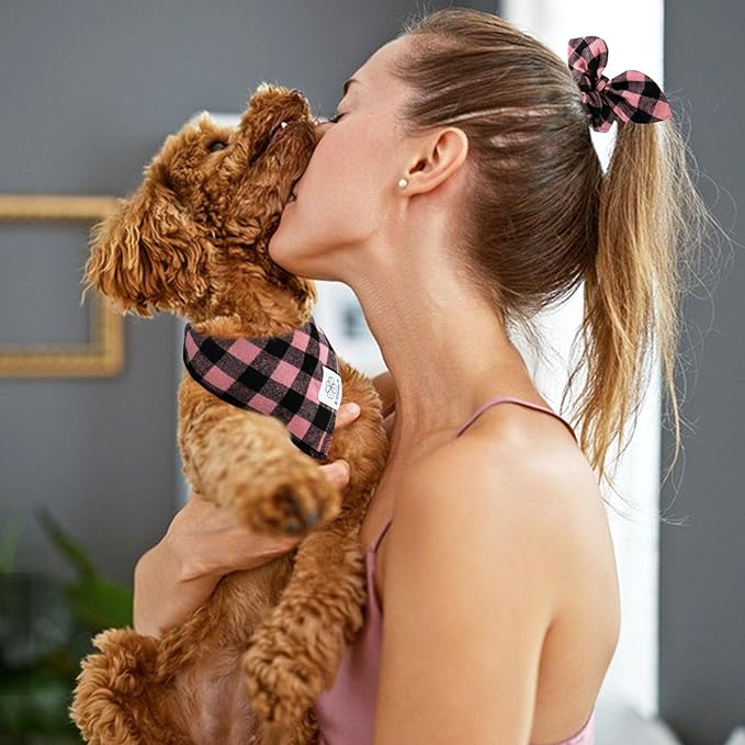E-Clover Dog Bandanas & Matching Scrunchie Girl Dog