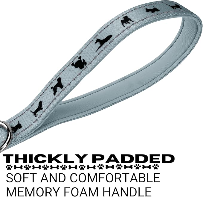 EcoBark Dog Leash - Soft & Reflective Comfort Leash with Padded Handle - Strong Durable Heavy Duty - Training and Pulling for Small, Medium or Large Dogs (Gray)